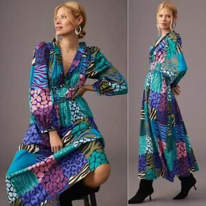 NEW Geisha Designs Anthropologie Maxi Dress Printed